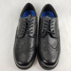 Dr Scholl’s Mens Black Leather Wing Tip Lace-Up Oxford Dress Shoes Size 9D New